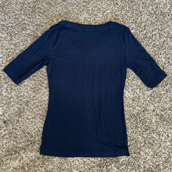 Navy scoop neck top - Picture 2 of 3